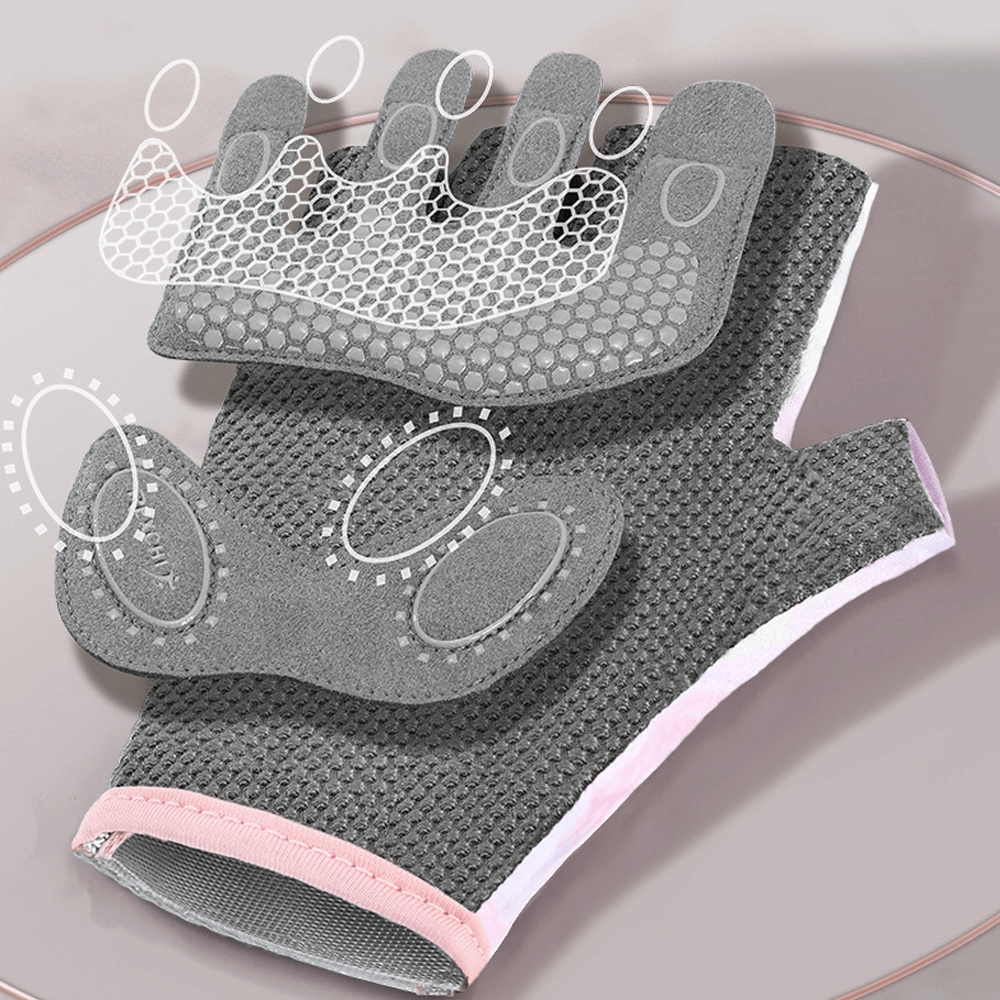 Stylish elastic women's fingerless cycling gloves with gel padding, designed for durability and comfort. Perfect for training sessions.